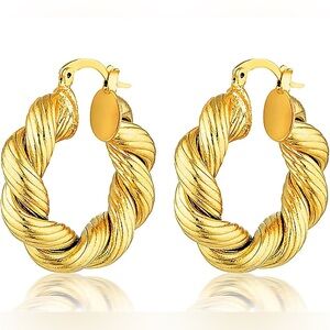 Gold Twisted Hoop Earrings